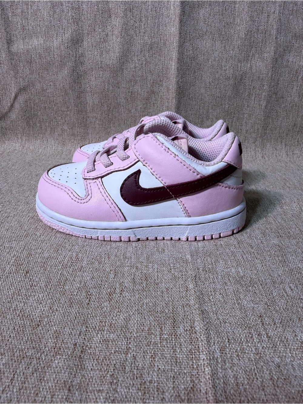Nike Dunk Low TD Pink Foam Dark Beetroot Valentine's Day Baby Size 7C CW1589-601